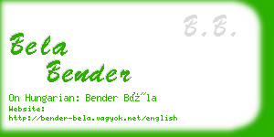 bela bender business card